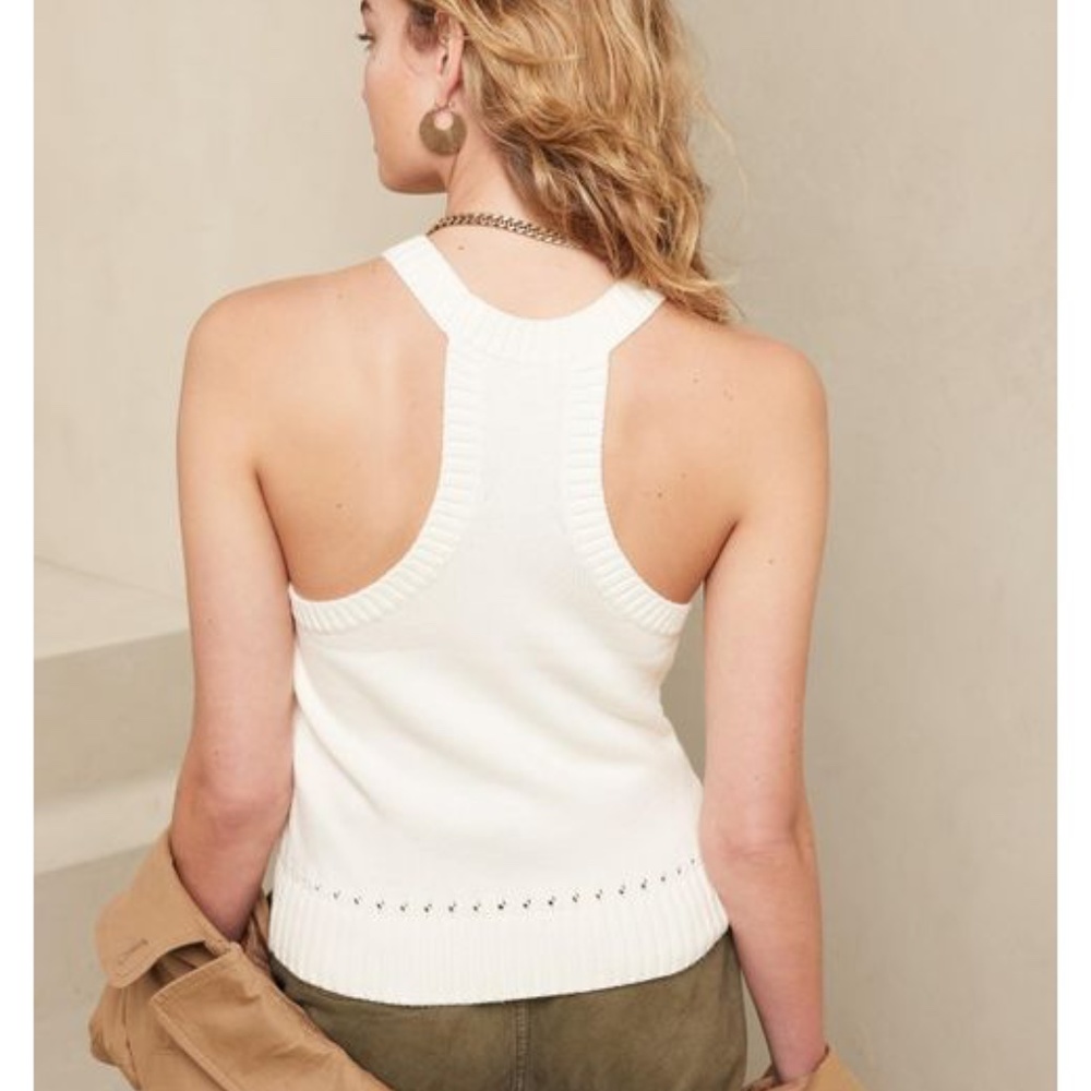 Banana Republic Cotton Knit Halter Tank in Snow Day colour, size Large - Picture 5 of 10